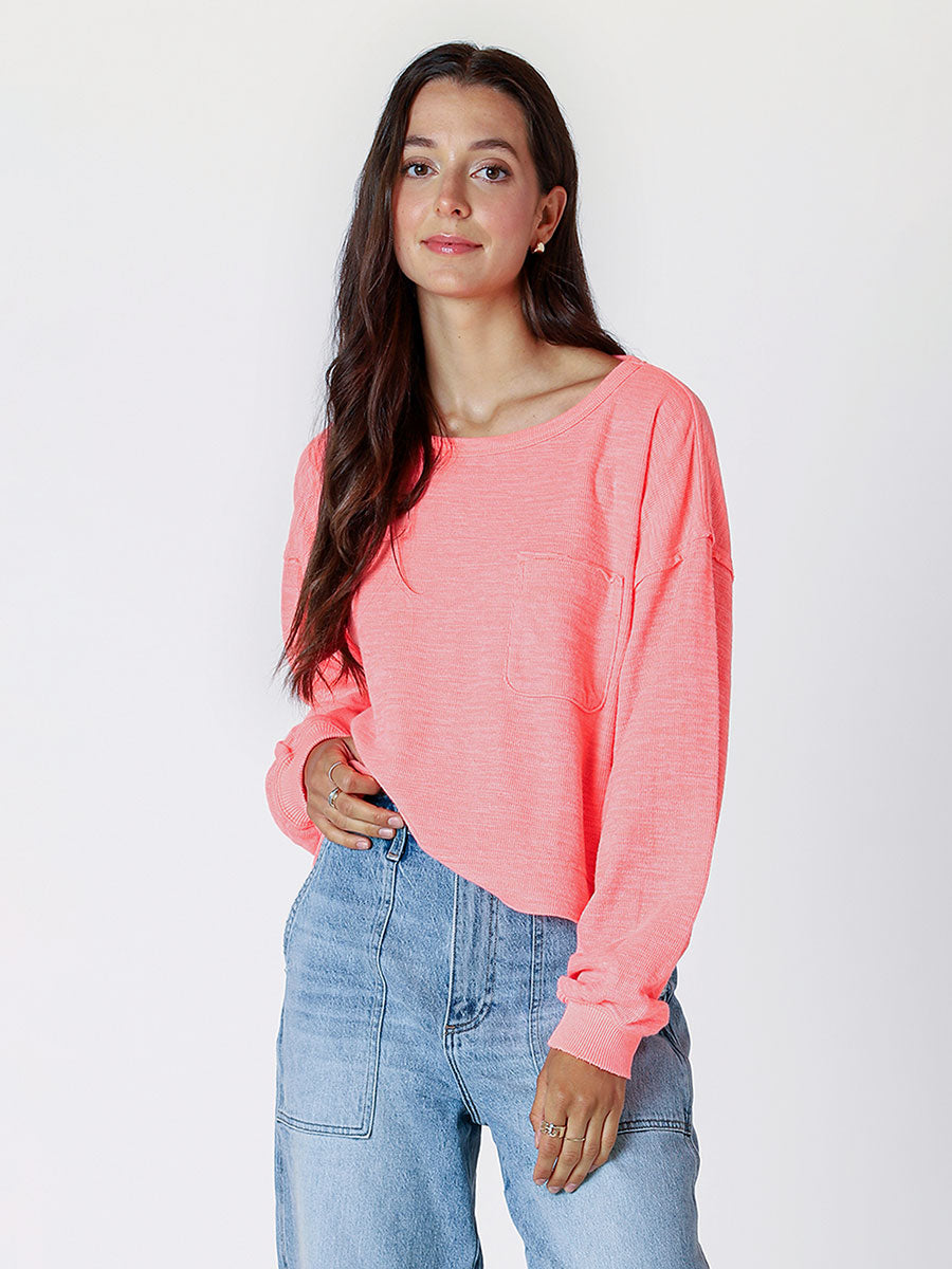 Bright Coral Top by Dex Clothing