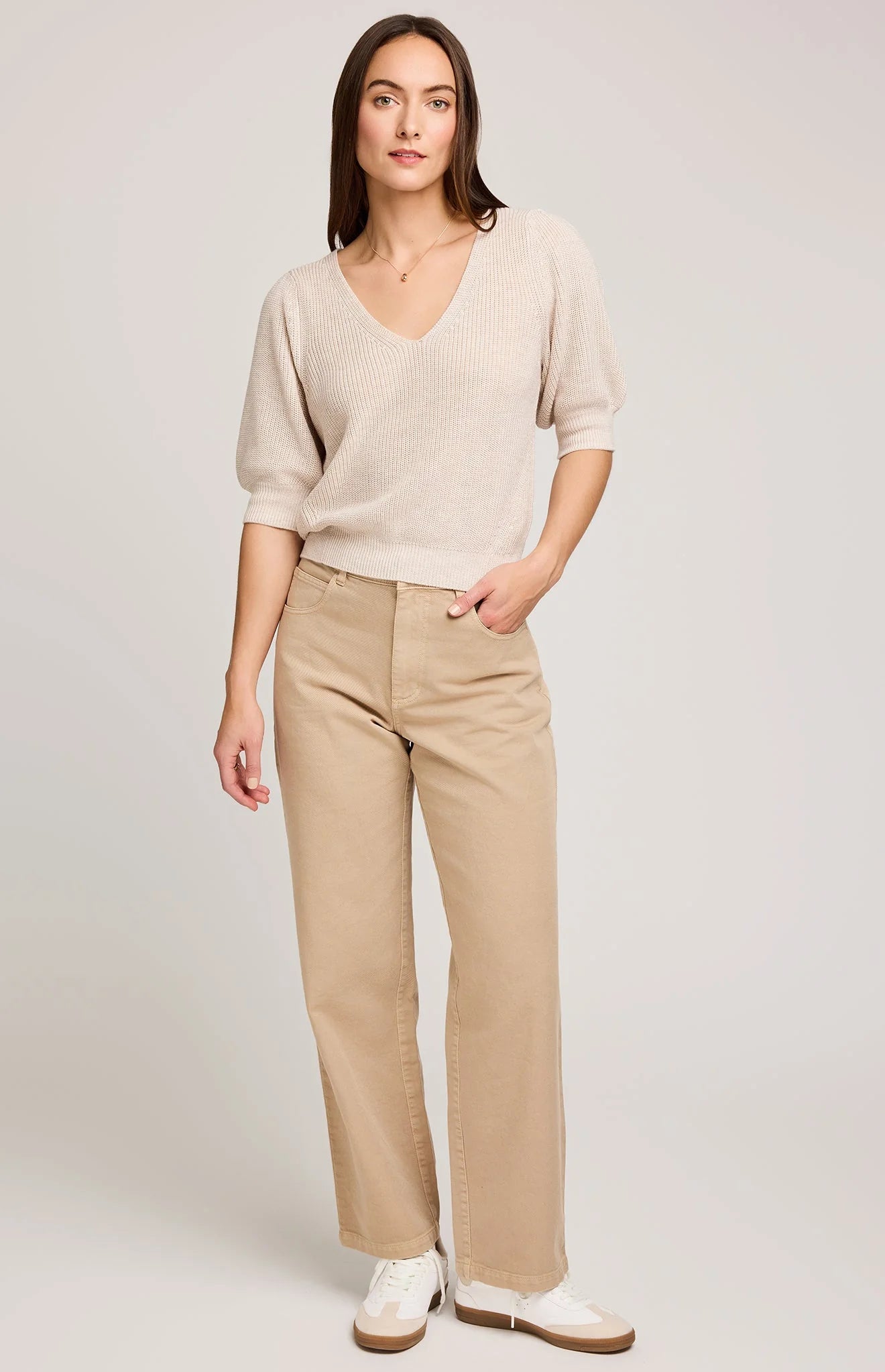 Cream V-Neck Top by Gentle Fawn