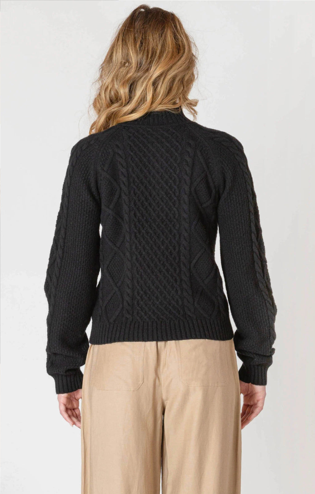 Black Cable-knit Half Zip Sweater