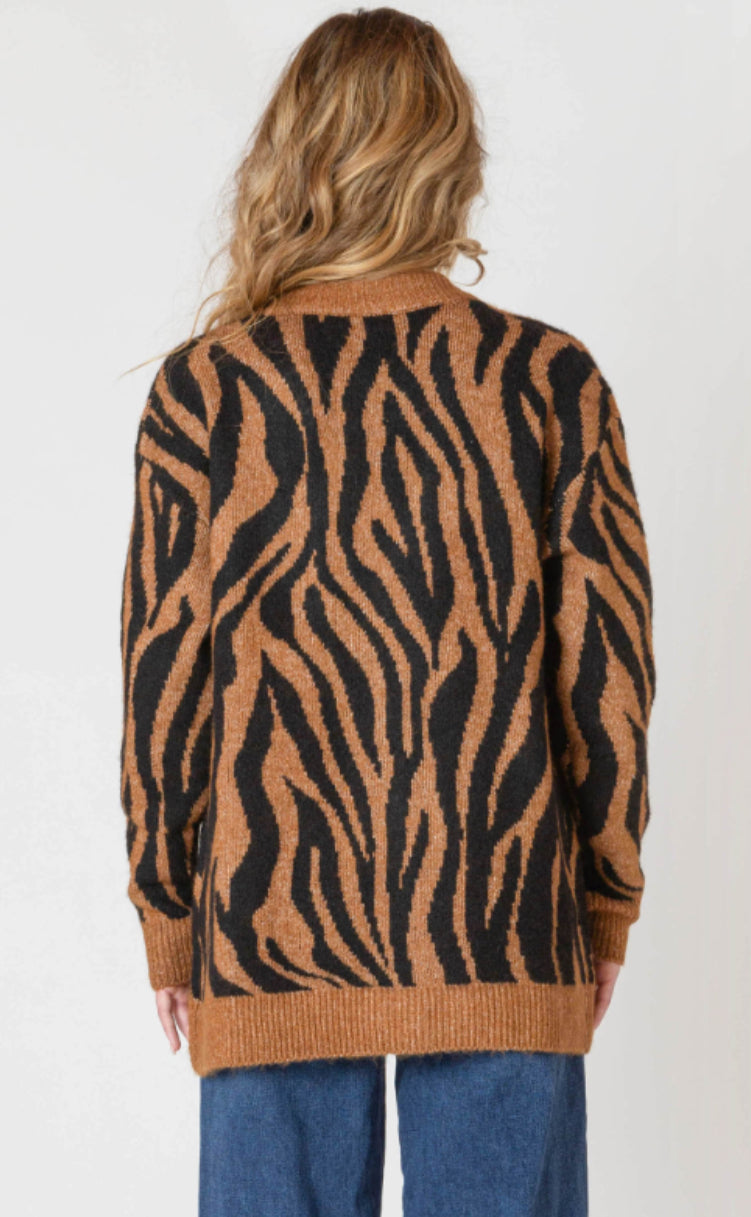 Tiger Pattern Buttoned Cardigan