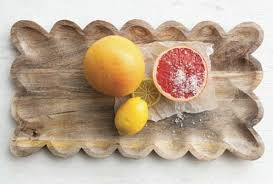 Scalloped Edge Mango Wood Tray