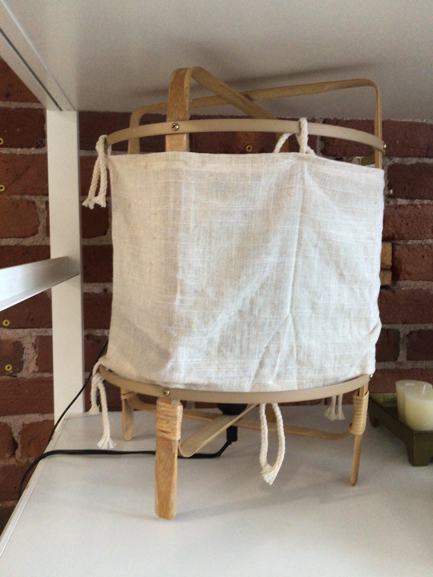 Rattan and Linen Lamp