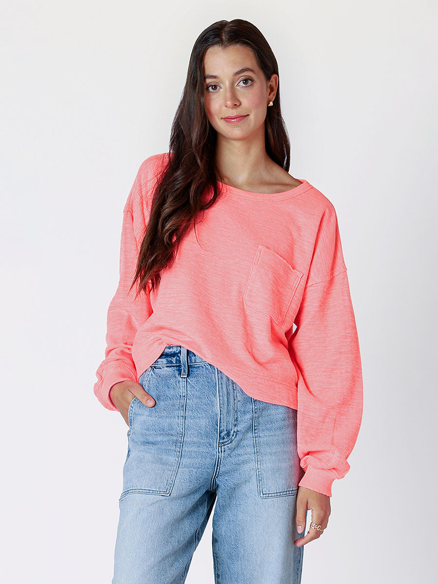 Bright Coral Top by Dex Clothing