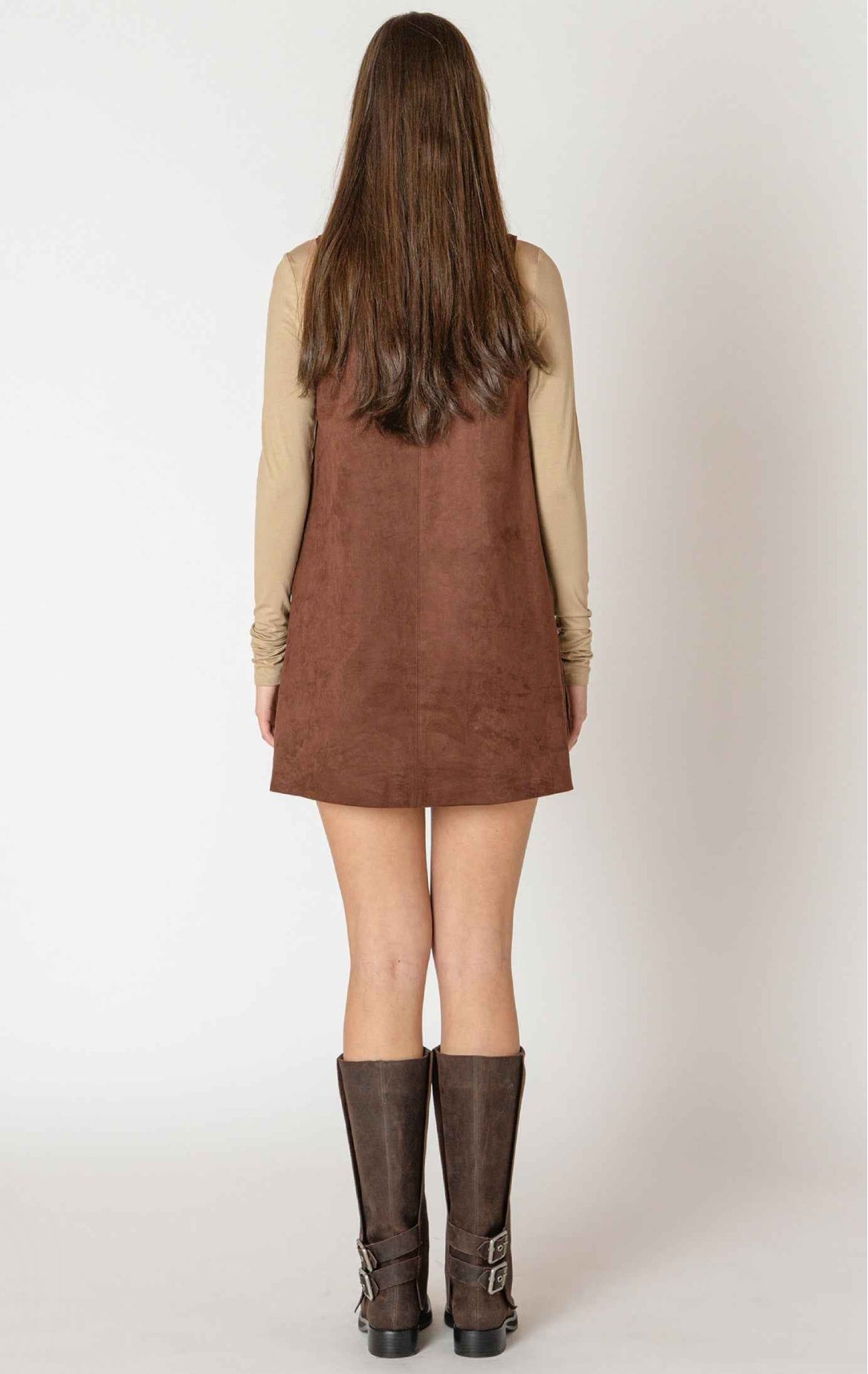 Brown Faux Suede Dress