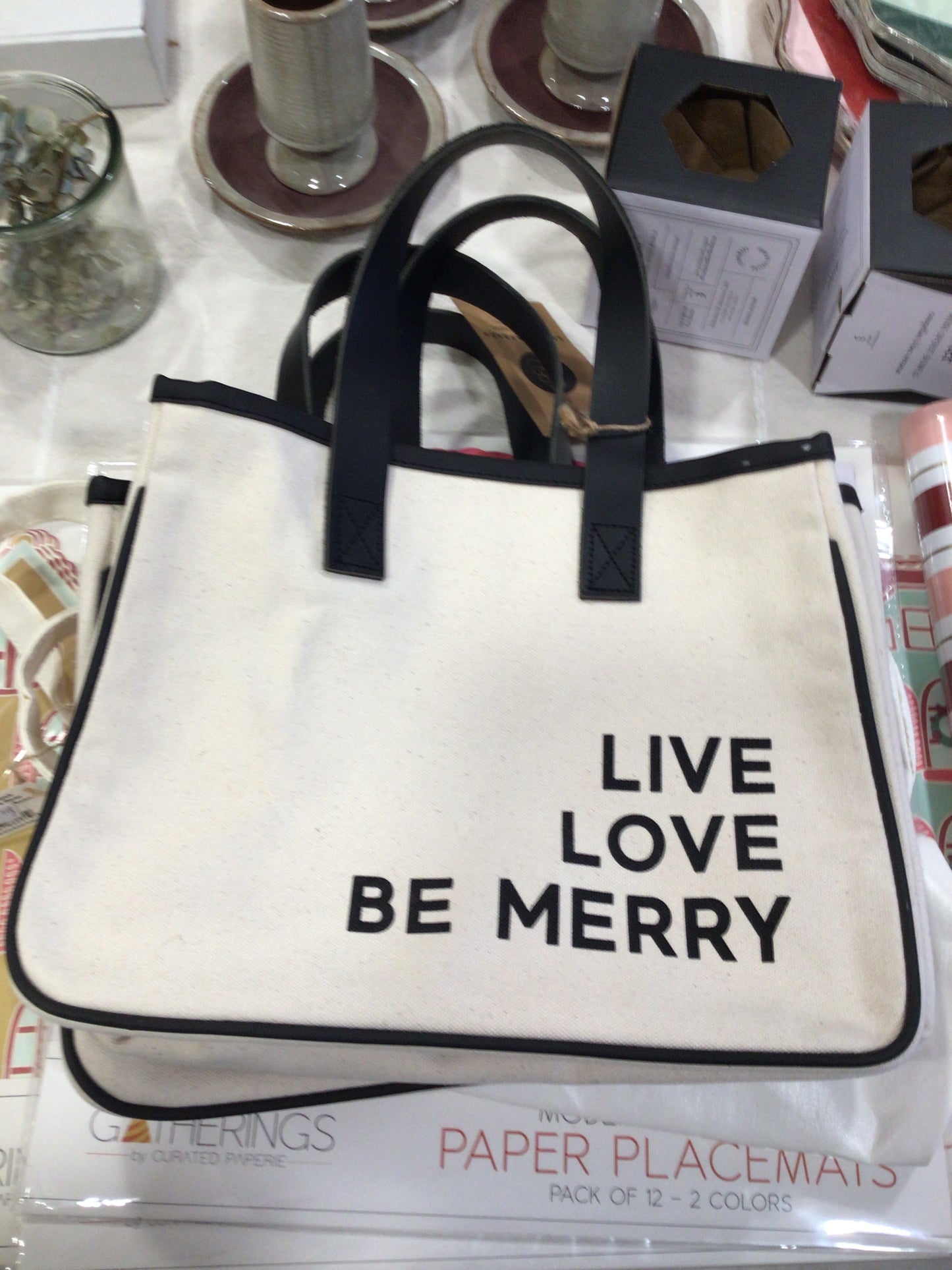 Live Love Be Merry Canvas Tote