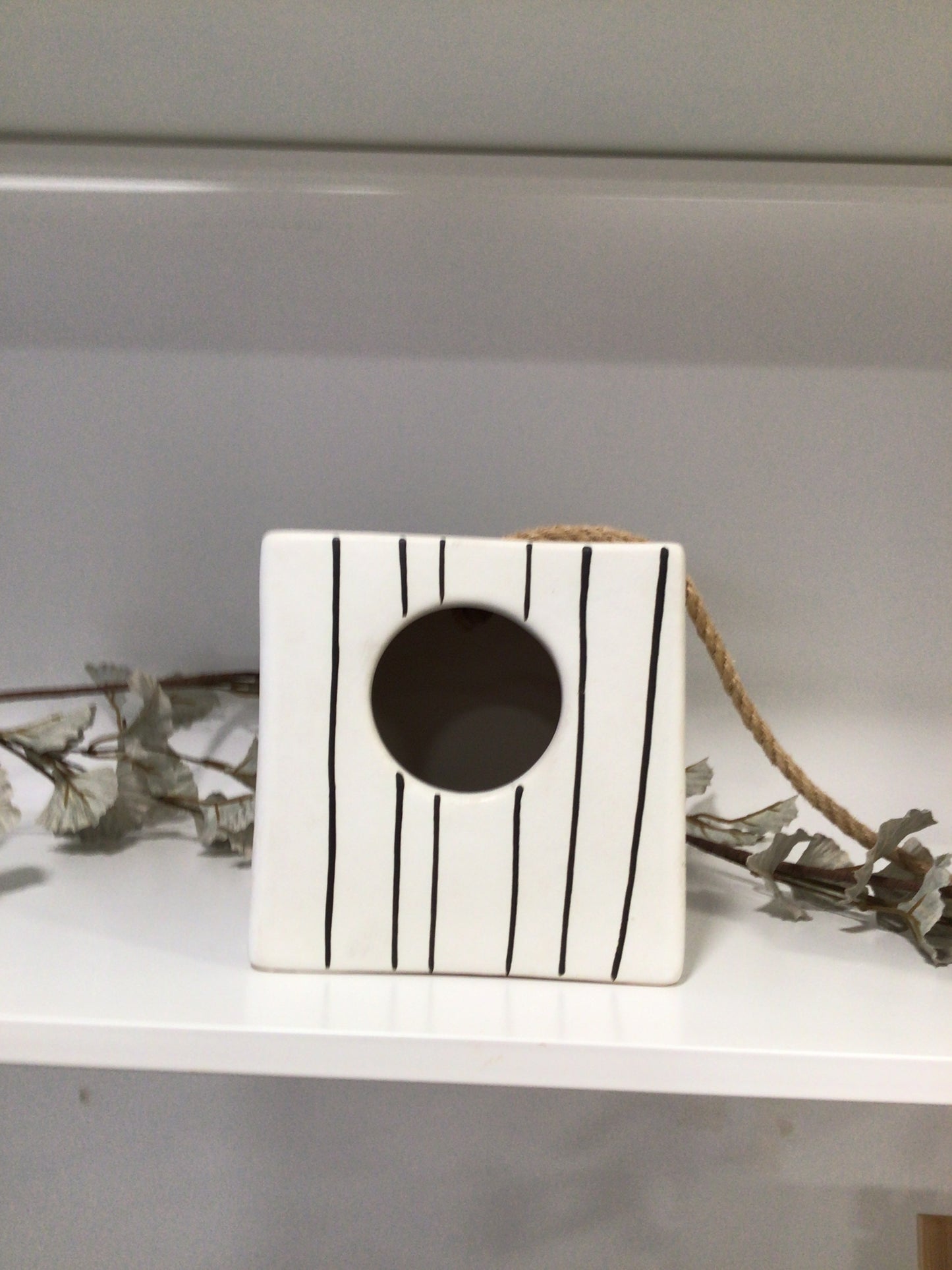 Cubed Black and White Striped Birdhouse