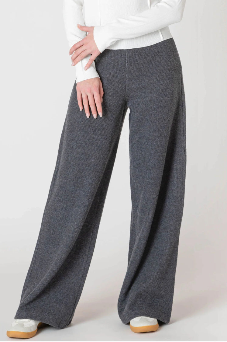 Charcoal Blue Wide Leg Pants