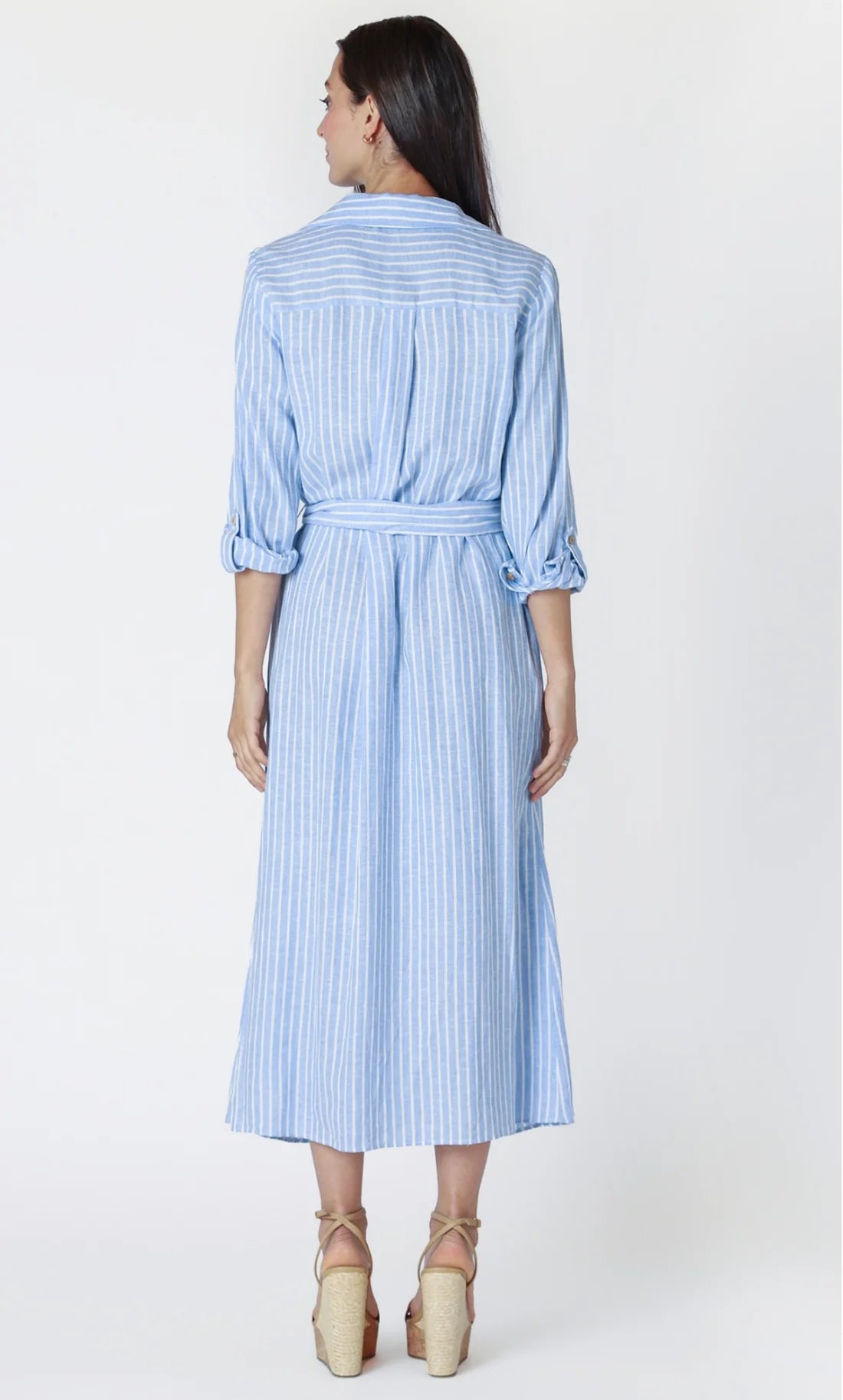 Chambray White Striped Dress by Black Tape Clothing