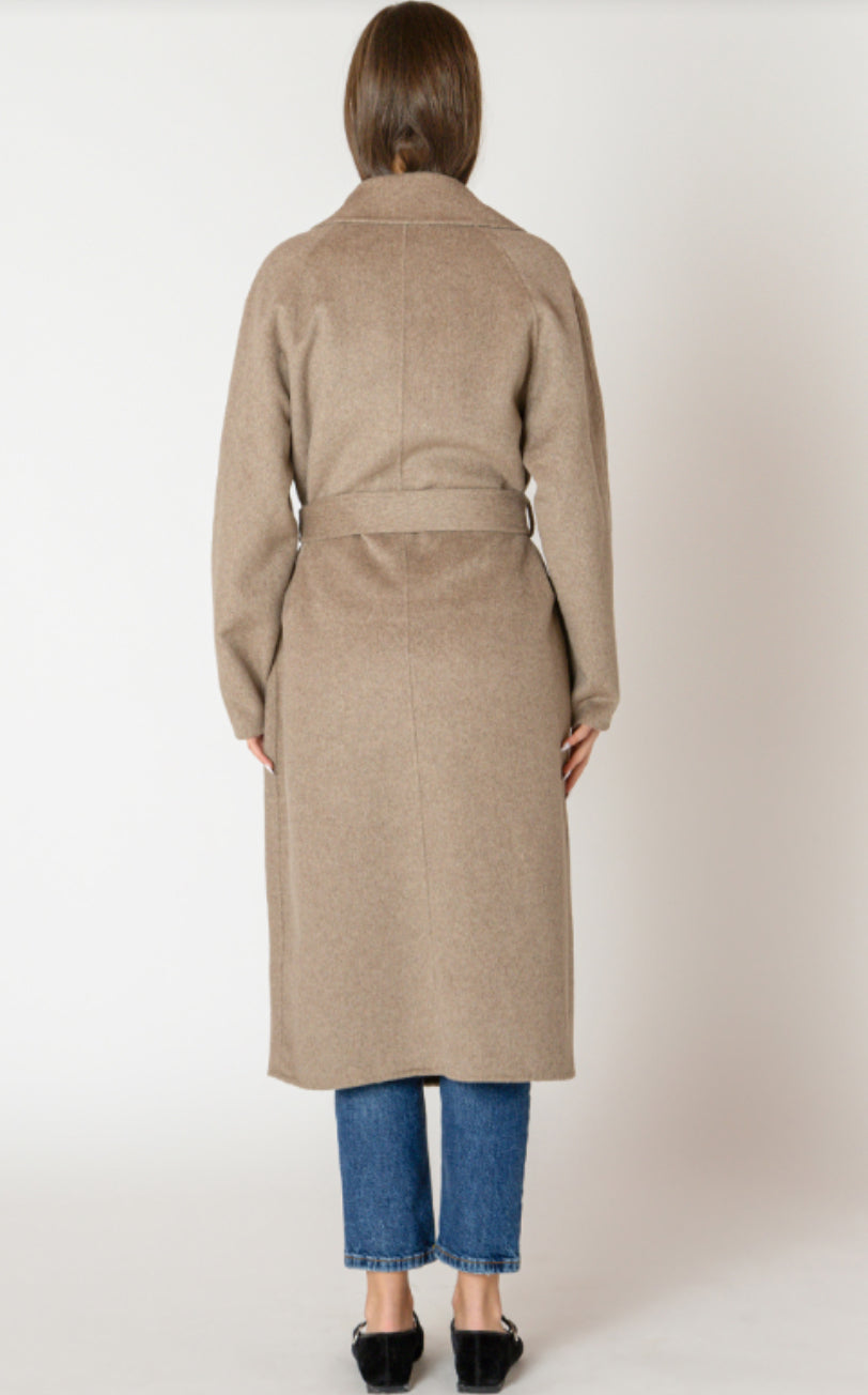 Beige Belted Long Coat