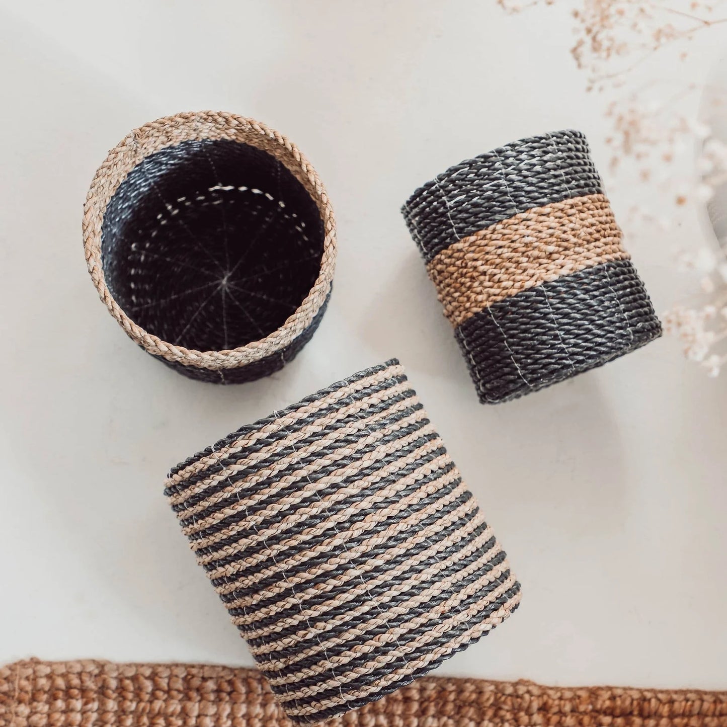 Plant Basket (Black and Natural, 3 sizes)