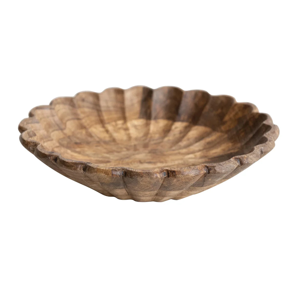 Scalloped Mango Wood Bowl