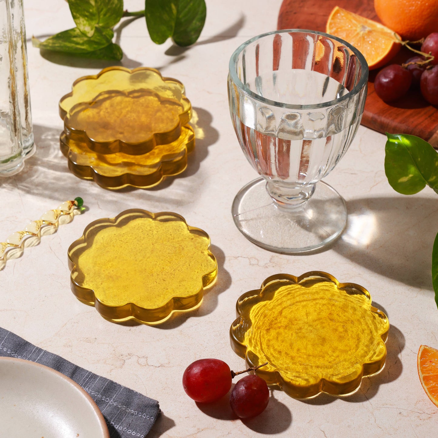 Daisy Coaster Amber S/4