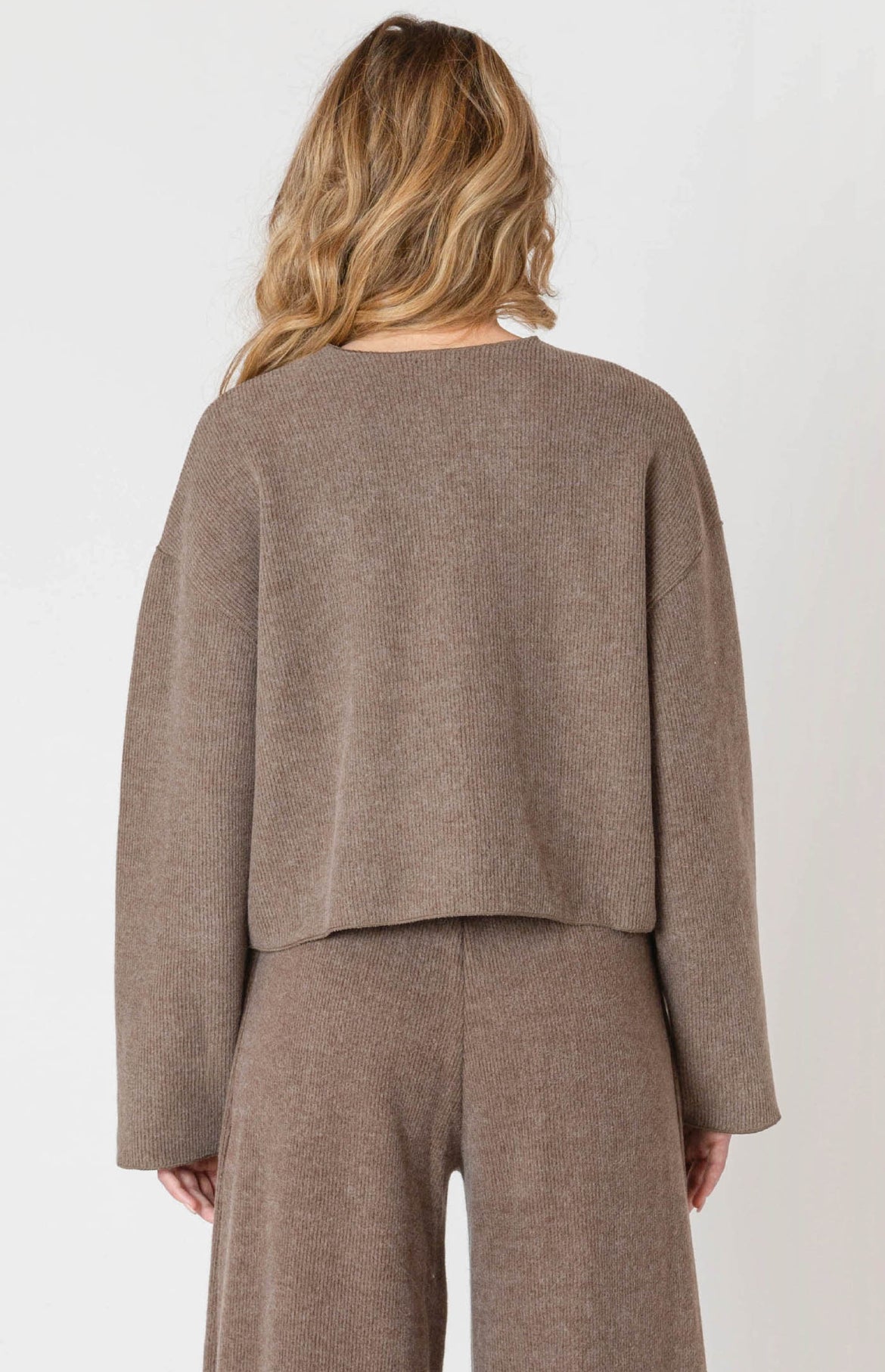 Brown Ribbed Cardigan by Room 34
