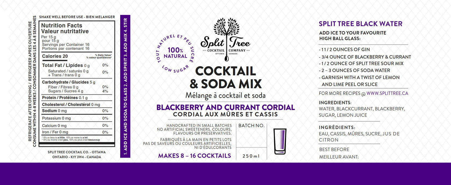 Blackberry Blackcurrant Cordial Cocktail and Soda Mix