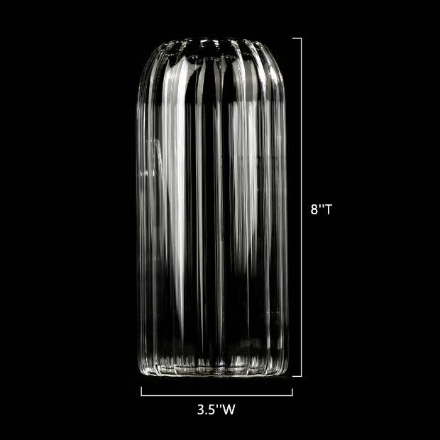 Tall Pleated Glass Vase, Clear