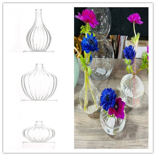 Ribbed Glass Bud Vases