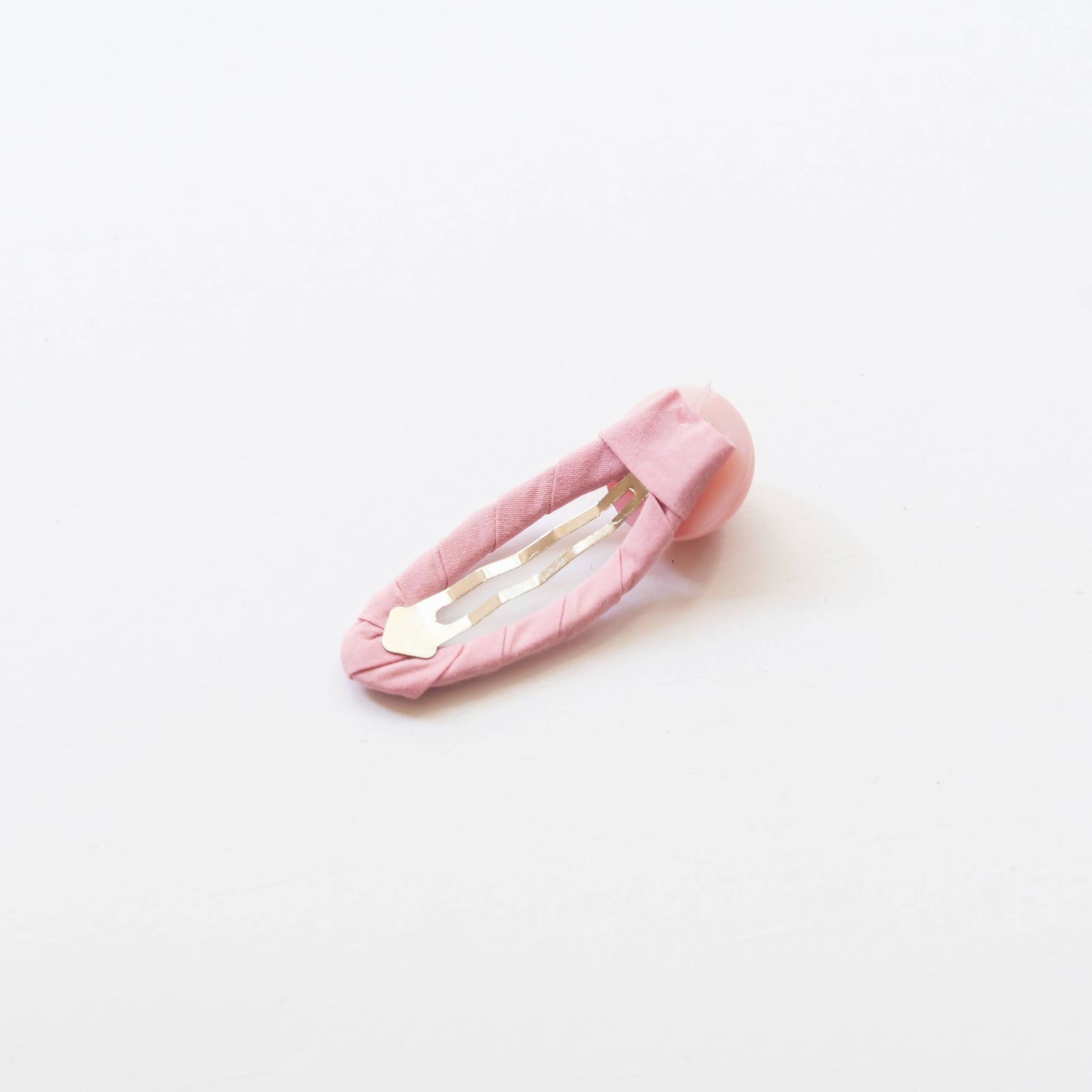 Oval Embroidered Floral Snap Hair Clips | Light Pink