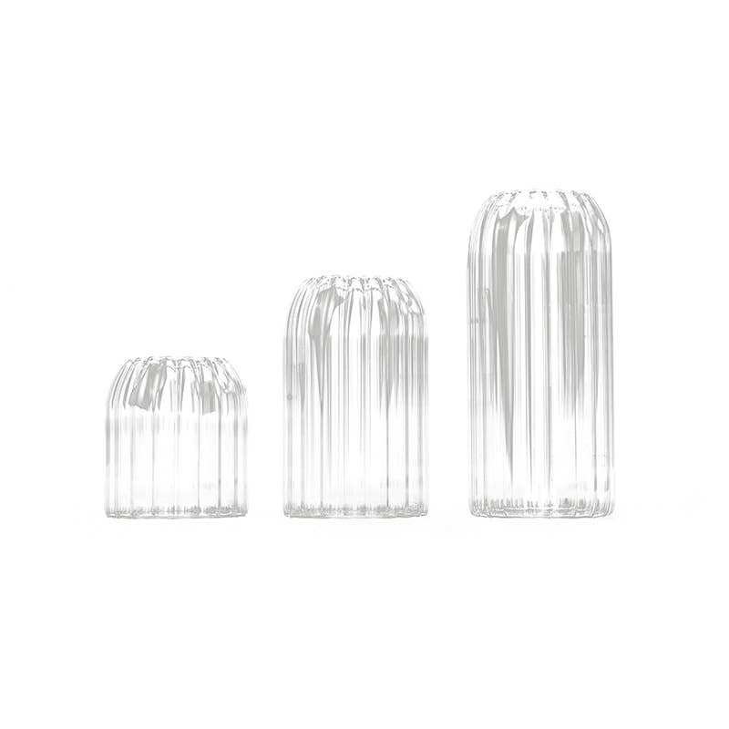 Tall Pleated Glass Vase, Clear