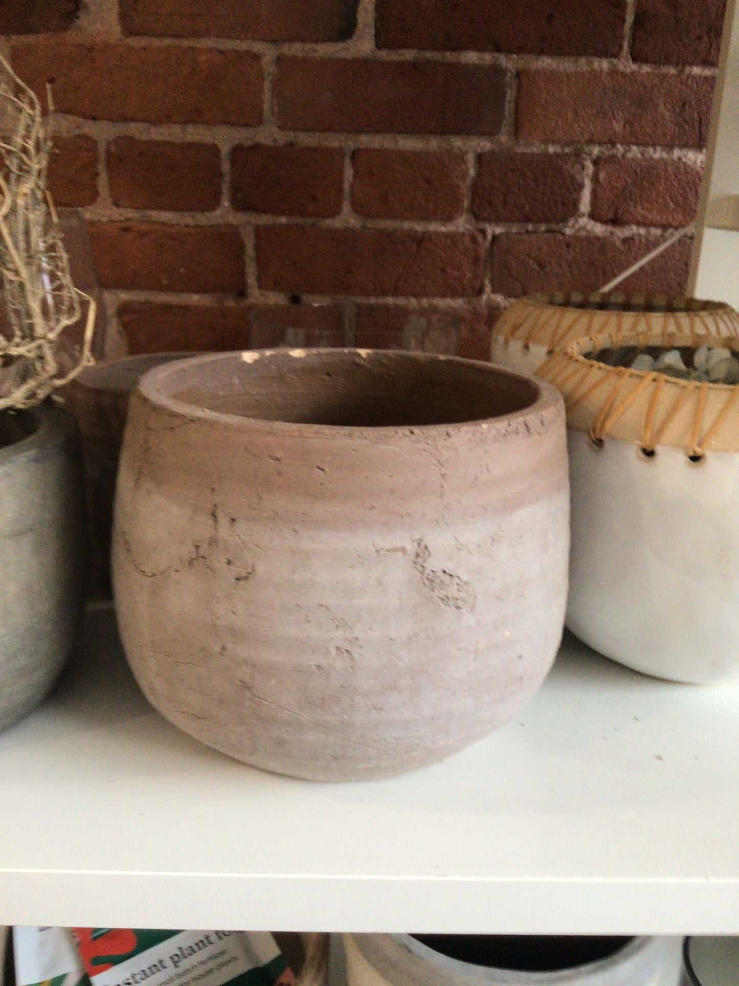 Terracotta Planter, Whitewashed, Large