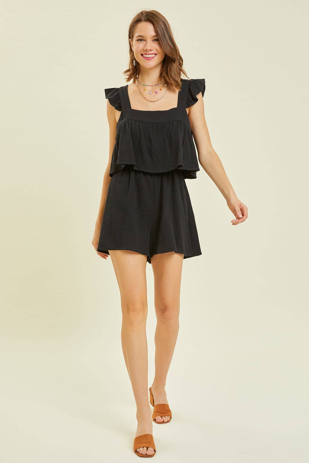 Square Neck Gauze Romper