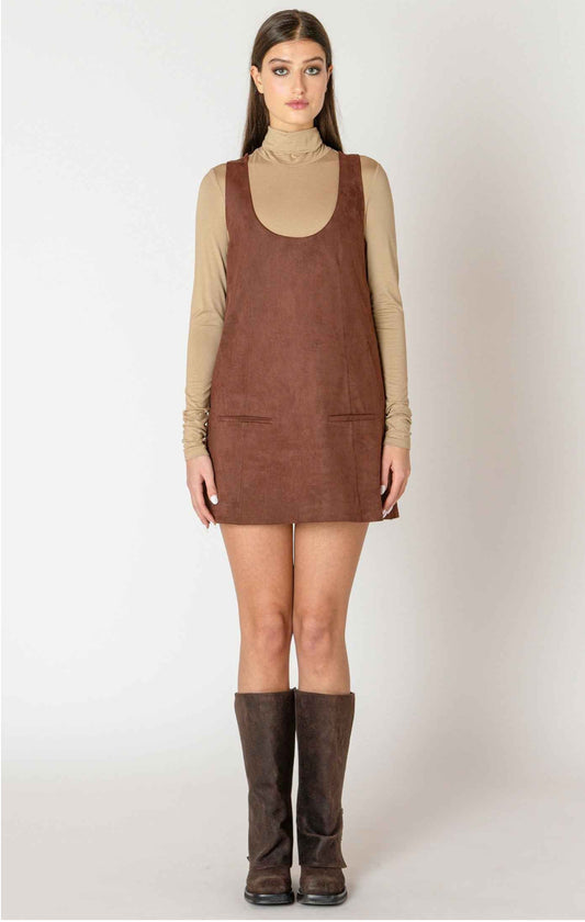 Brown Faux Suede Dress