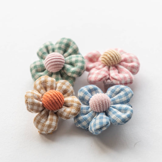 Gingham Flower Hair Clips