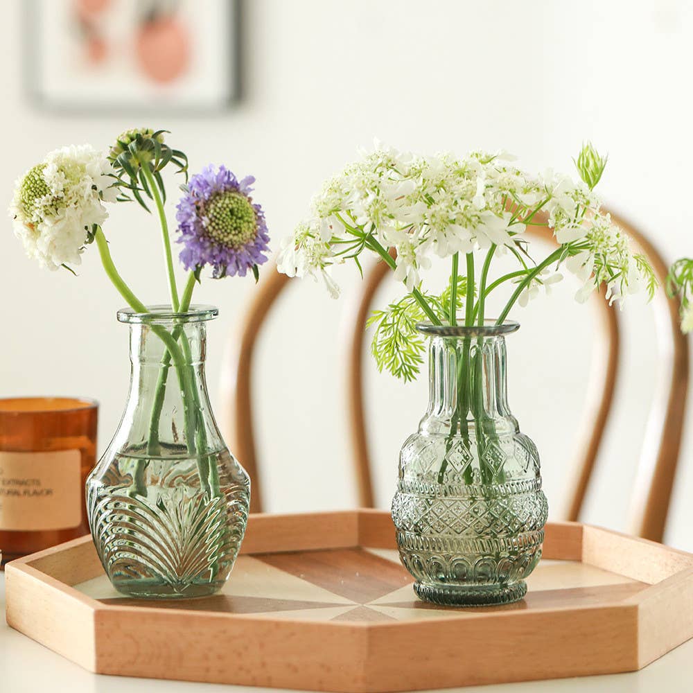 Vintage Style Green Bud Vases