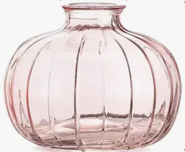 Pleated Glass Bud Vase - Pink