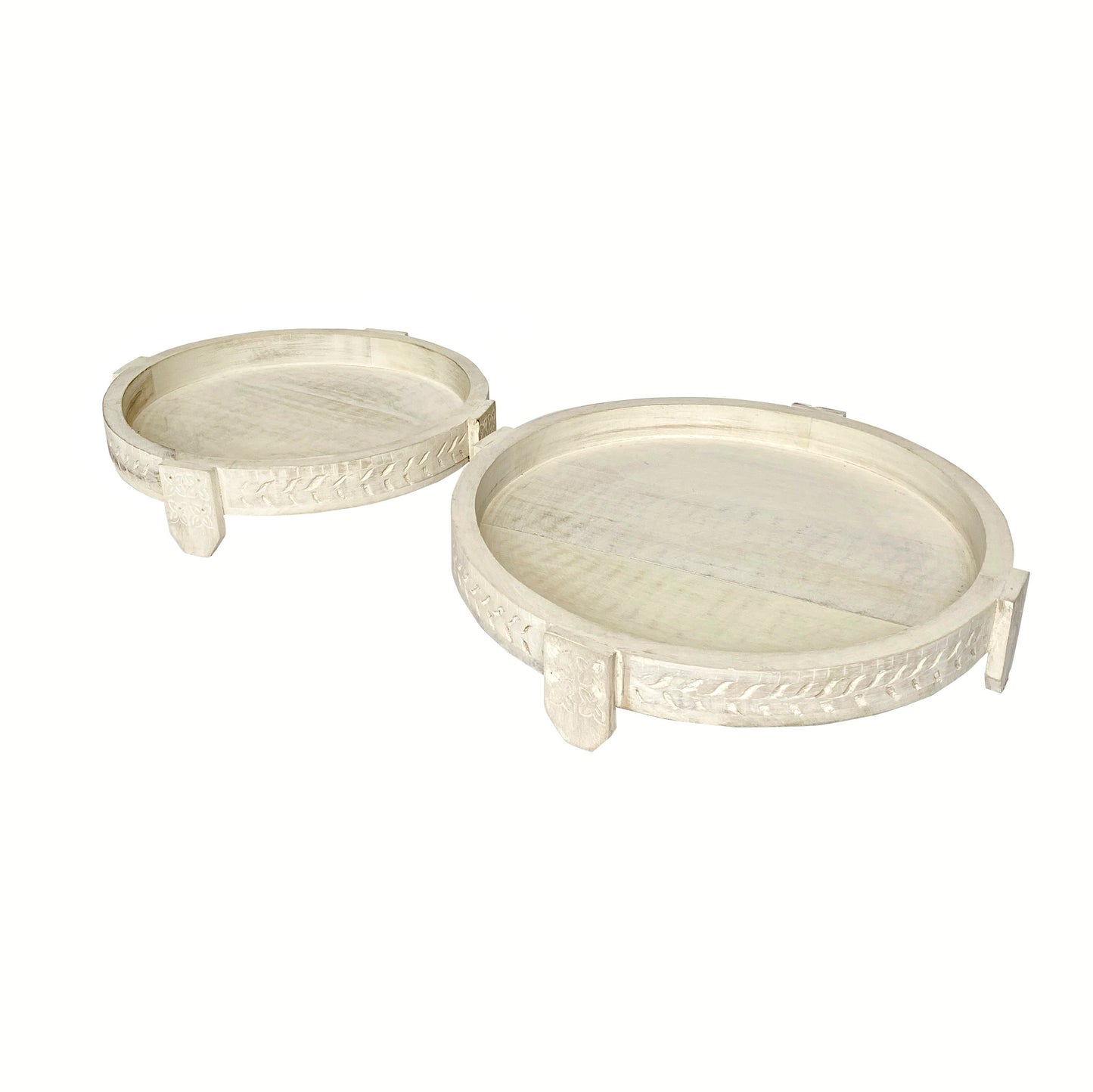 Carved Chakki Tray Large (Whitewash)