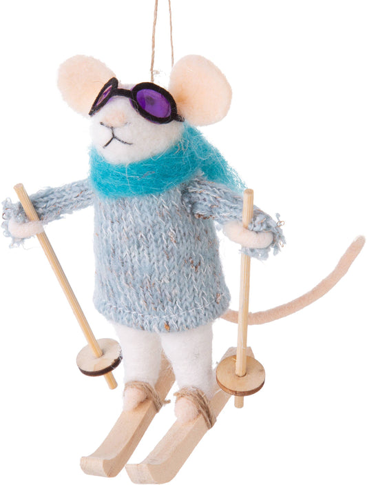 Christmas Mouse - Skier with Goggles, Scarf and Sweater