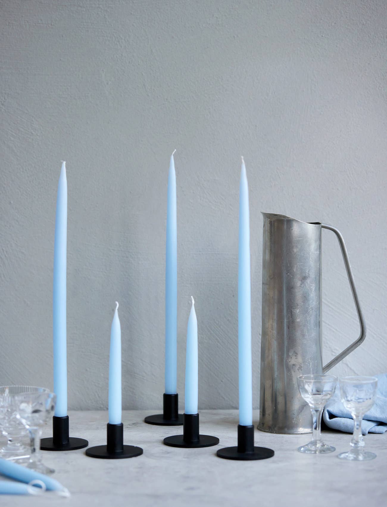 Light Blue Danish Taper Candle | Set of 2