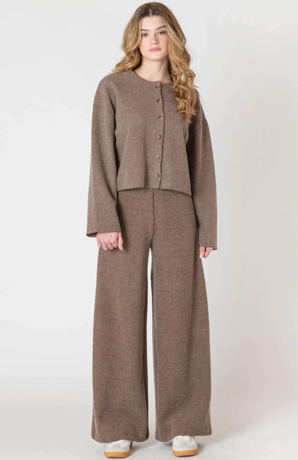 Brown Ribbed Cardigan by Room 34