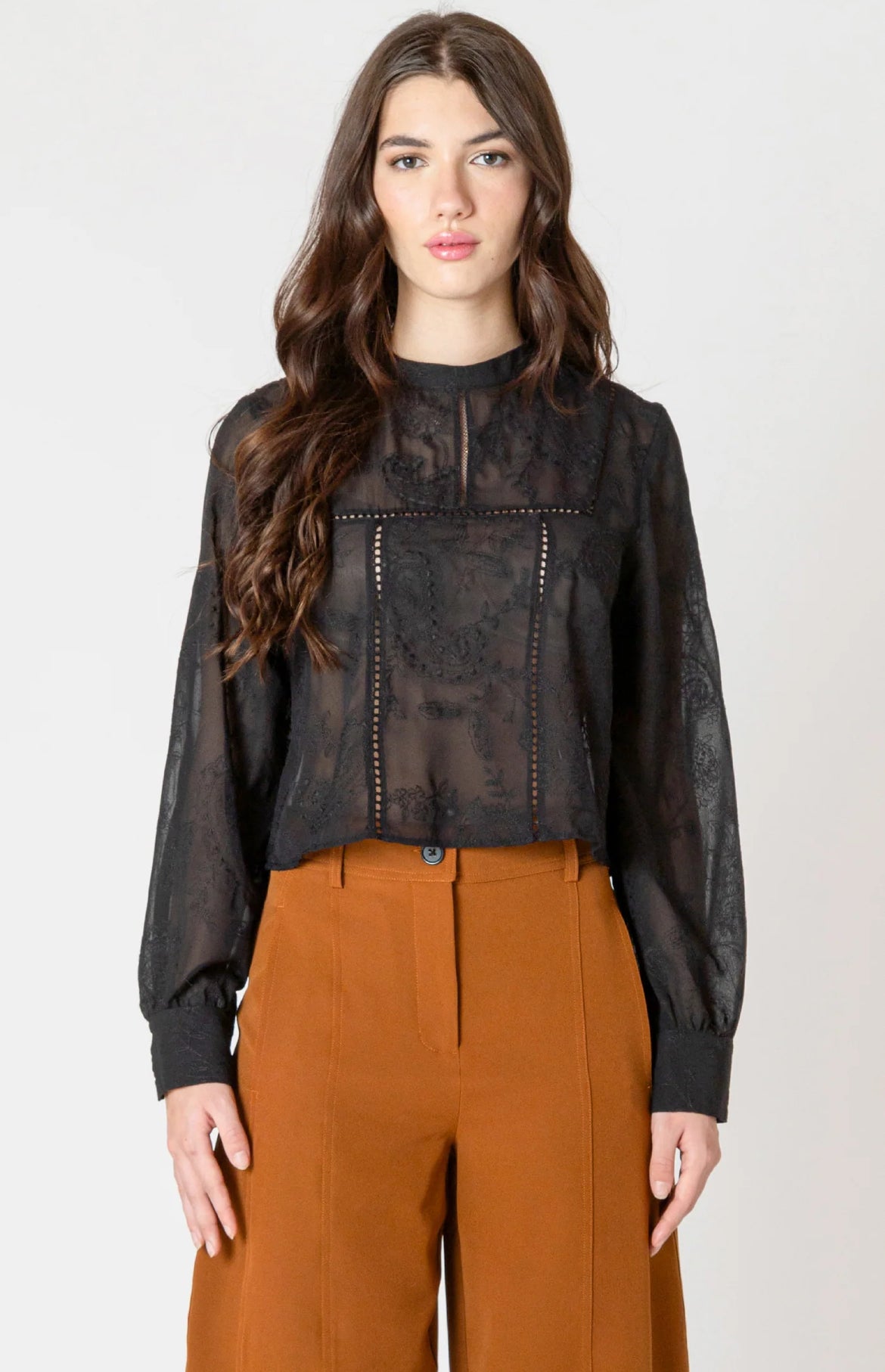 Black Embroidered Top by Black Tape