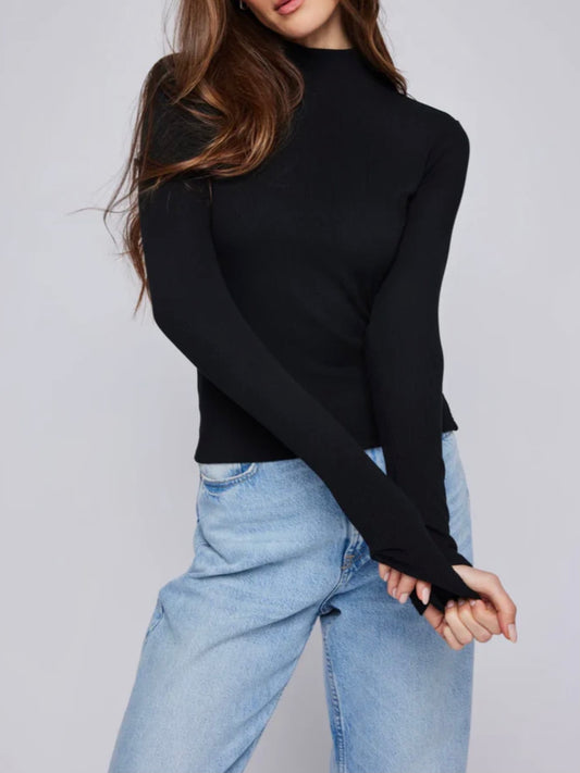 Black Mockneck Top by Room 34