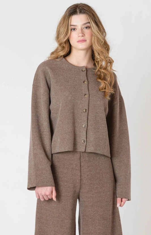 Brown Ribbed Cardigan by Room 34