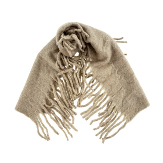 All Over Fringe Scarf, Taupe