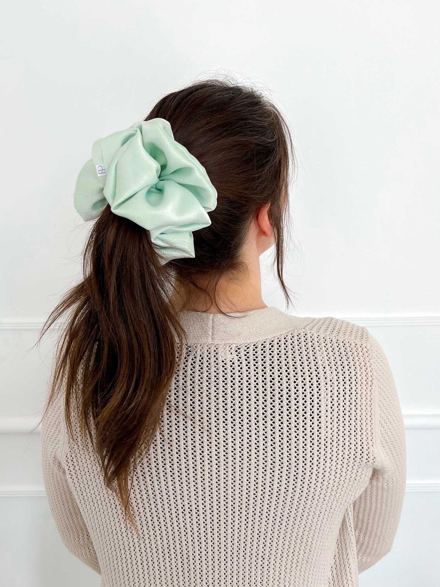 Mint Satin Scrunchie