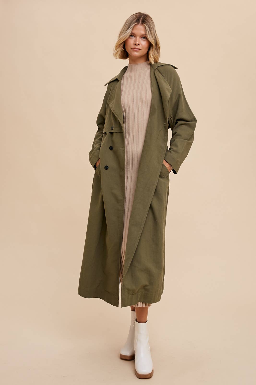 Long Trench Coat with Belt