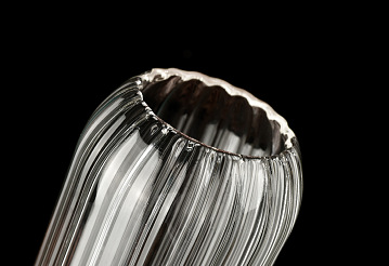 Tall Pleated Glass Vase, Clear