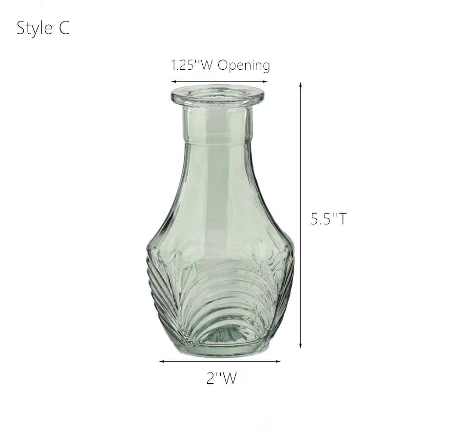 Vintage Style Green Bud Vases