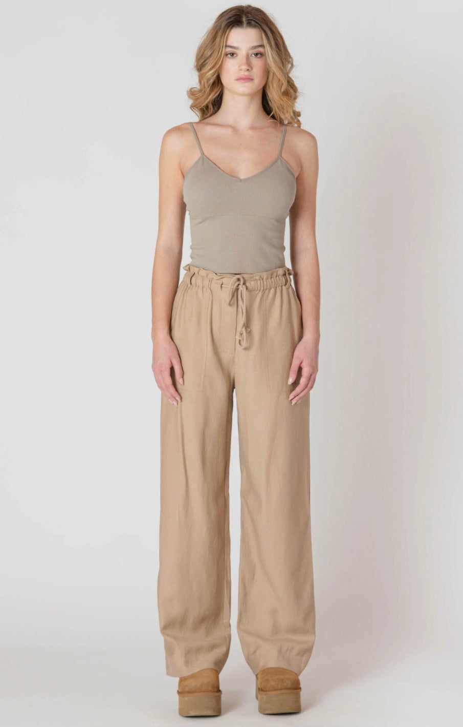 Khaki Linen Pants by Room 34