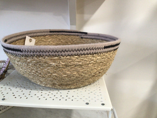 Round Basket, Black Stitching
