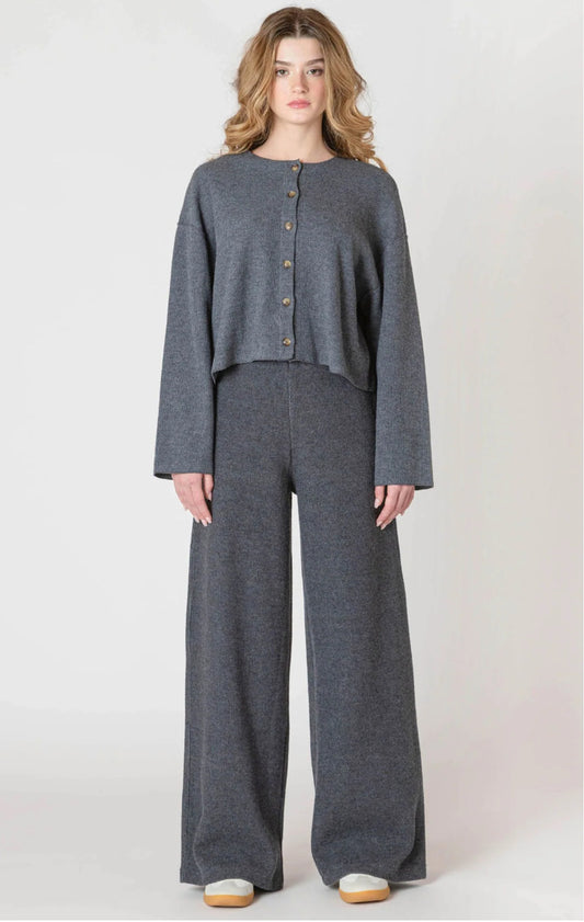 Charcoal Blue Wide Leg Pants