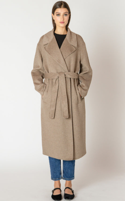 Beige Belted Long Coat