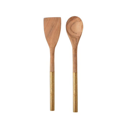 Acacia Wood Utensils w/Brass Handles