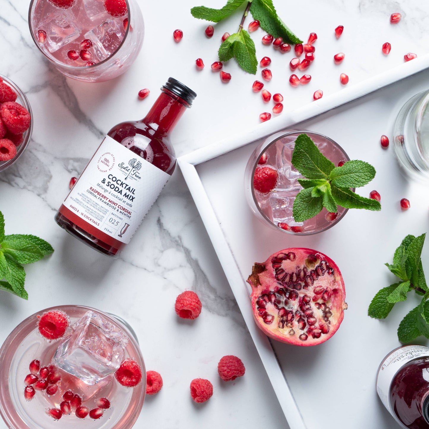 Raspberry Mint Cordial Cocktail and Soda Mix