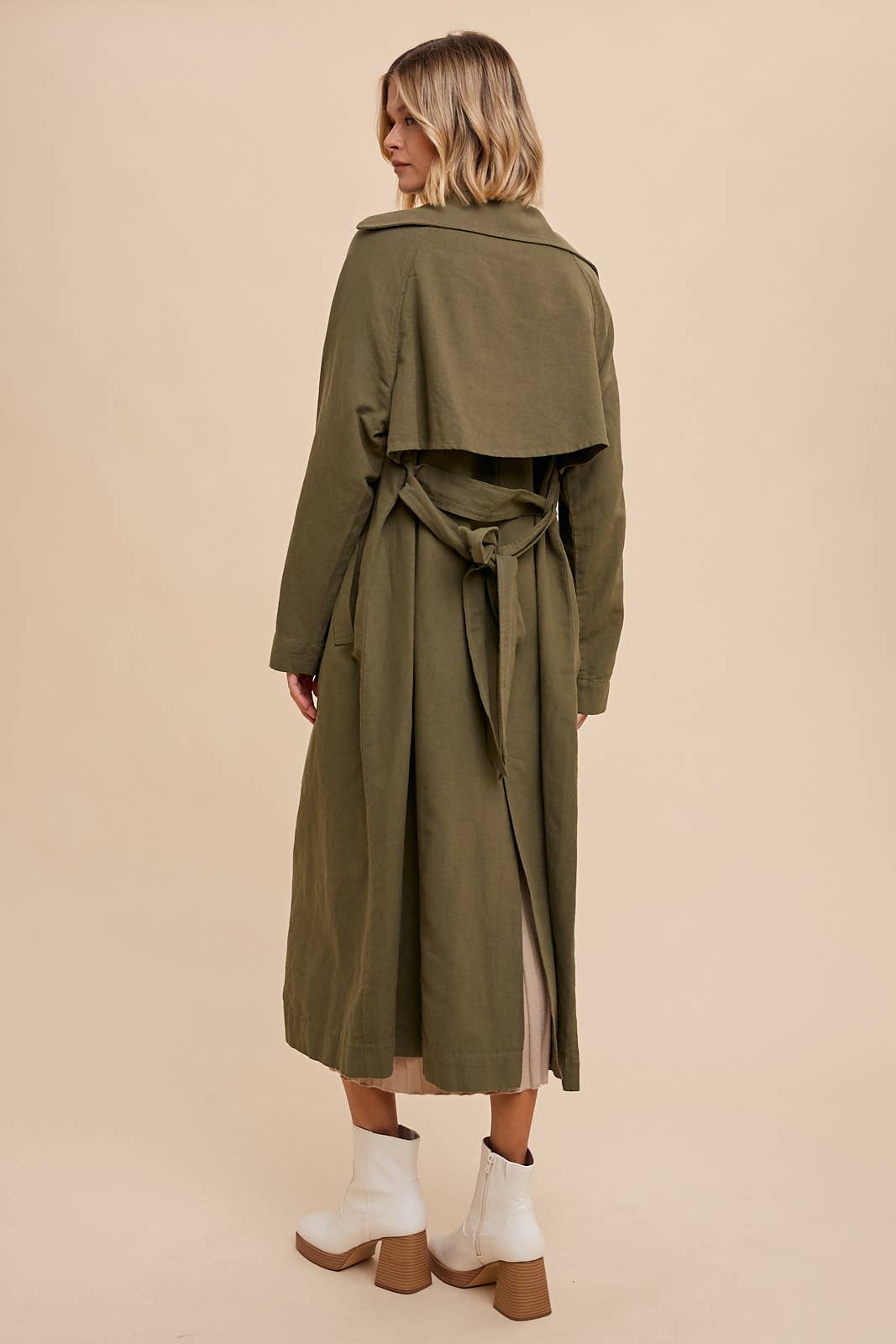 Long Trench Coat with Belt