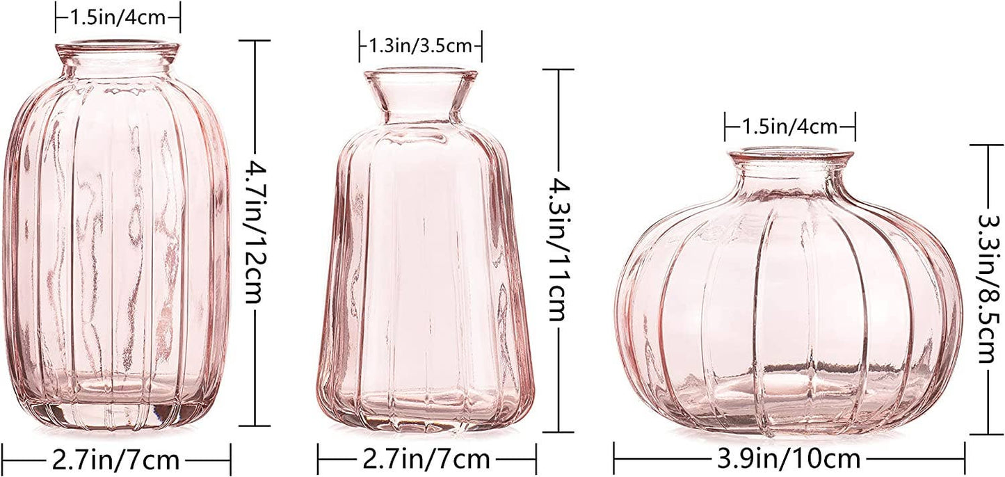 Pleated Glass Bud Vase - Pink