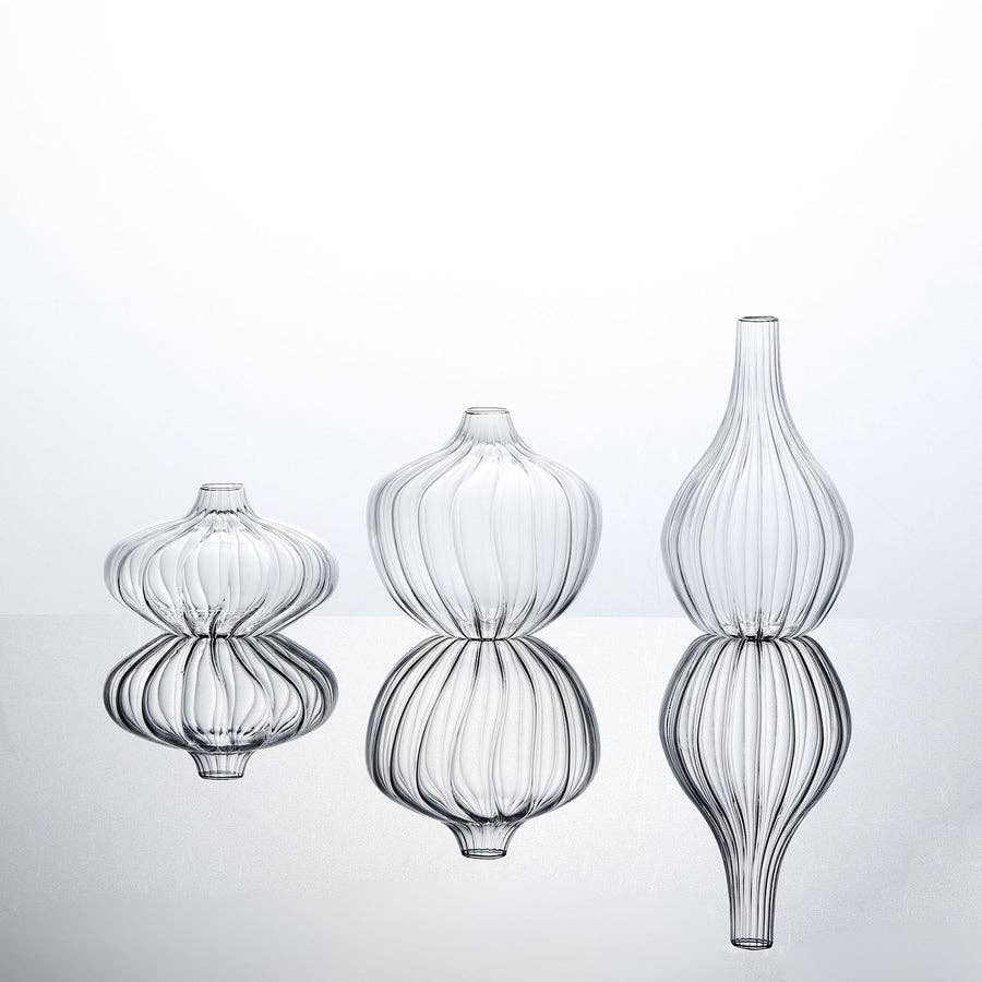 Ribbed Glass Bud Vases