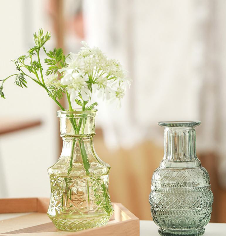 Vintage Style Green Bud Vases